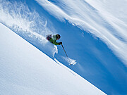 Skiing in the deep snow